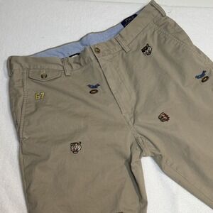 Polo Ralph Lauren College All Over Print 36x32 Stretch Slim Fit Chinos 67 Tigers